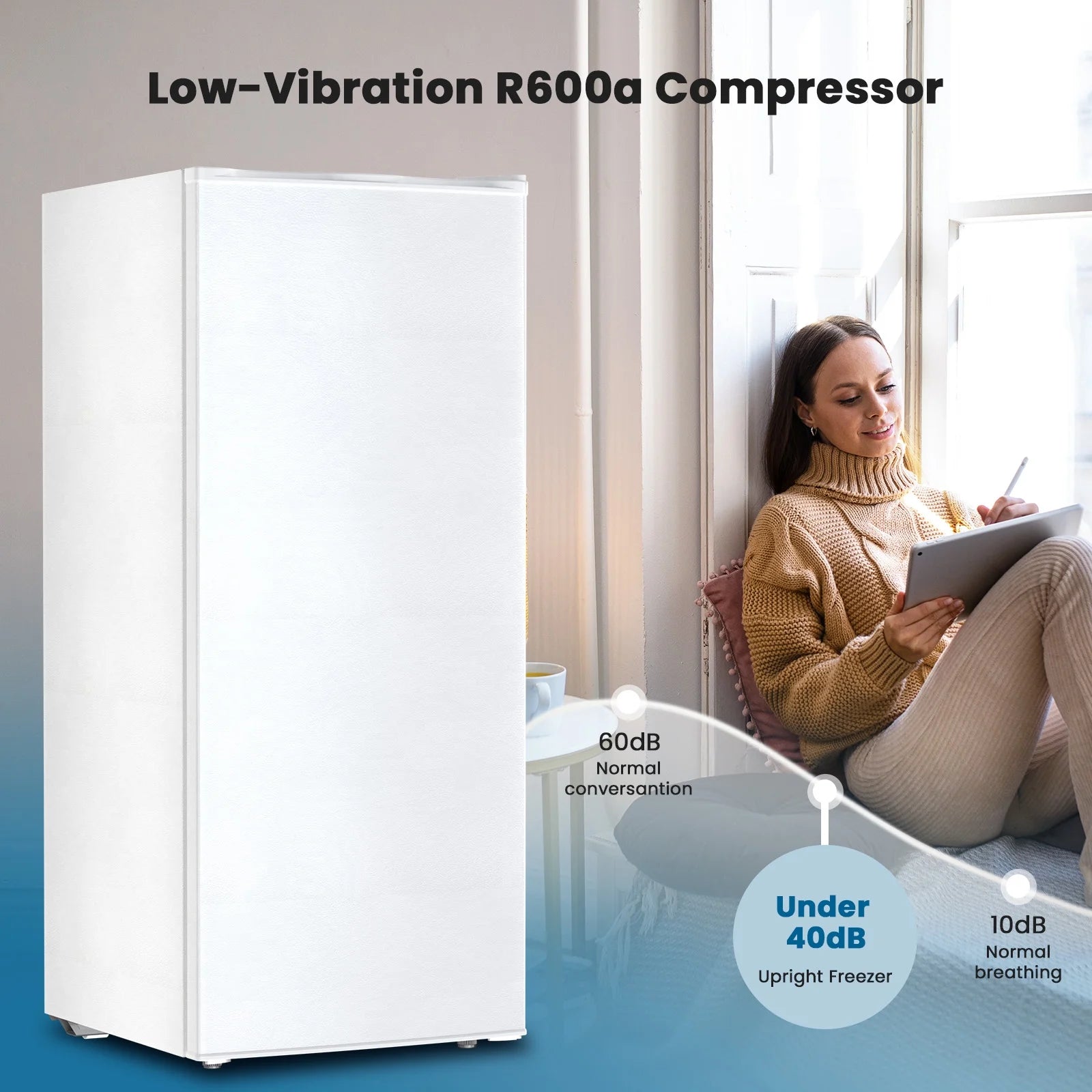 KNDKO 5.9 Cu.ft Upright Freezer, Mini Stand up Freezer with Adjustable Thermostat for Home/Office/Dorms/Apartment
