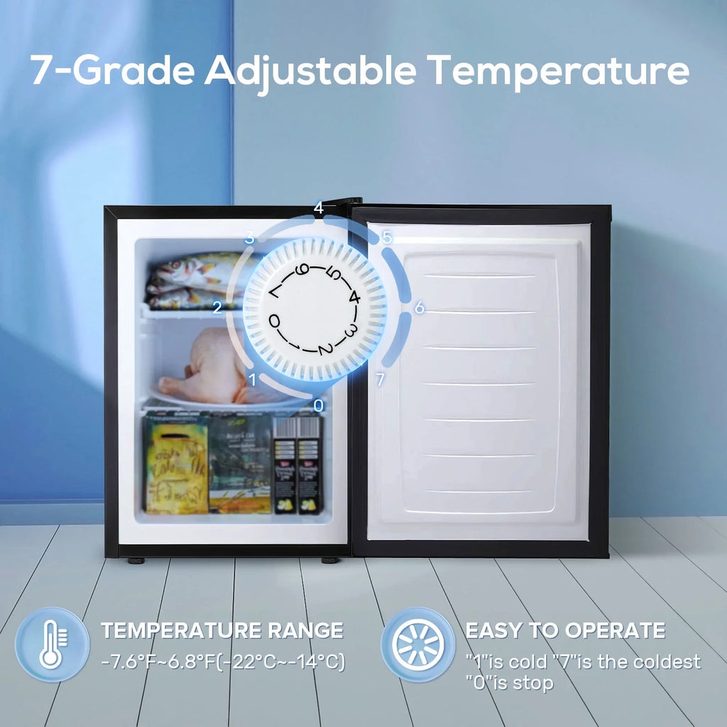 Auseo 3 Cu.ft Single Door Freezer, Compact Mini Freezer with Reversible Door for Kitchen, Apartment, Basement, Dorm, Black
