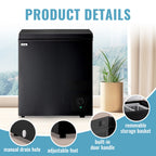 WANAI 5.0 Cubic Feet Chest Freezer Large Home Deep Freezers Black Top Door with Removable Basket