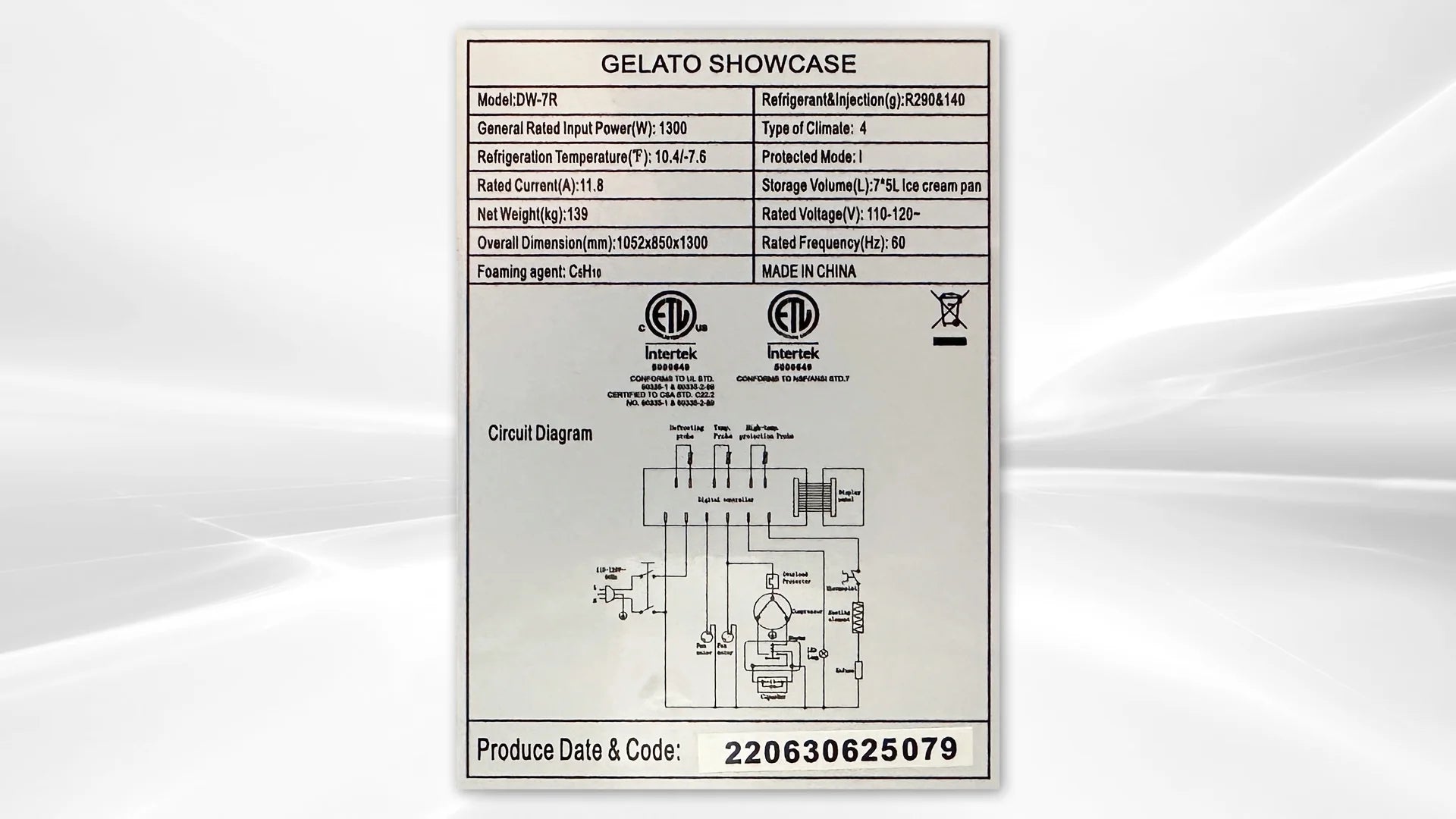 42 in. Commercial Deluxe Ice Cream Gelato 7 Pan Freezer NSF ETL Gelato Dipping Cabinet