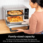 Restored Ninja DCT401 12-in-1 Double Oven with FlexDoor, FlavorSeal & Smart Finish, Rapid Top Convection, Air Fry Bottom , Bake, Roast, Toast, Stainless Steel (Refurbished)