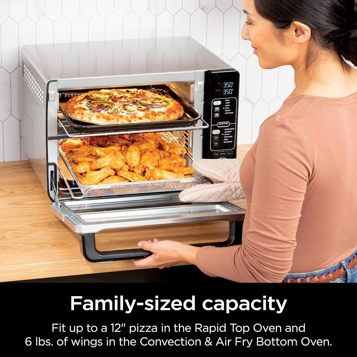 Restored Ninja DCT401 12-in-1 Double Oven with FlexDoor, FlavorSeal & Smart Finish, Rapid Top Convection, Air Fry Bottom , Bake, Roast, Toast, Air Fry, Stainless Steel (Refurbished)
