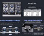 Sunmaki Gas Cooktop 36 inch Built-in Gas Stove with 6 Sealed Burner for Cooking, Gas Grilling, Propane Cooktop NG/LPG Switch