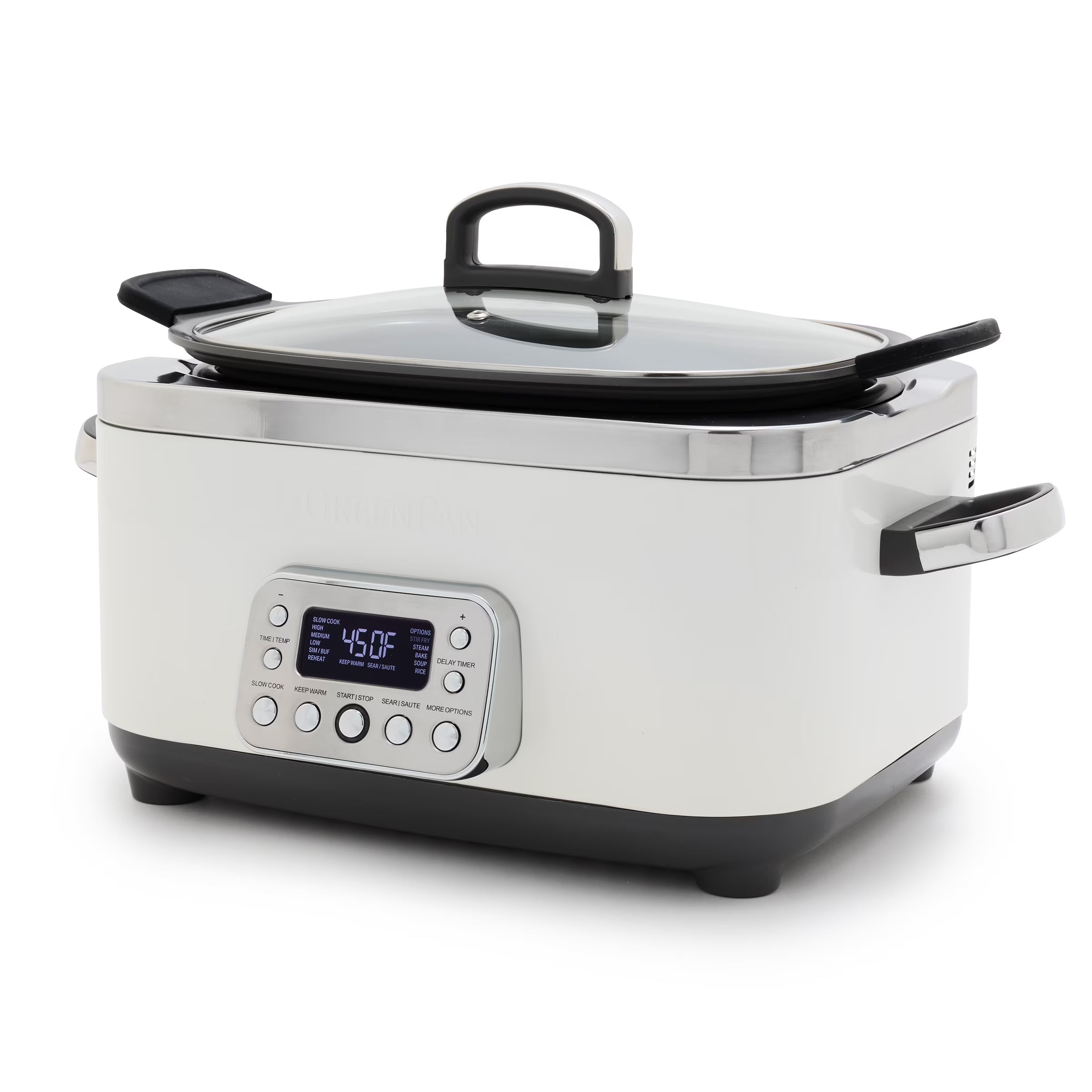 GreenPan 6-Quart, 14-in-1 Slow Cooker, Family Size, Ceramic Nonstick, Dishwasher Safe Parts, Black