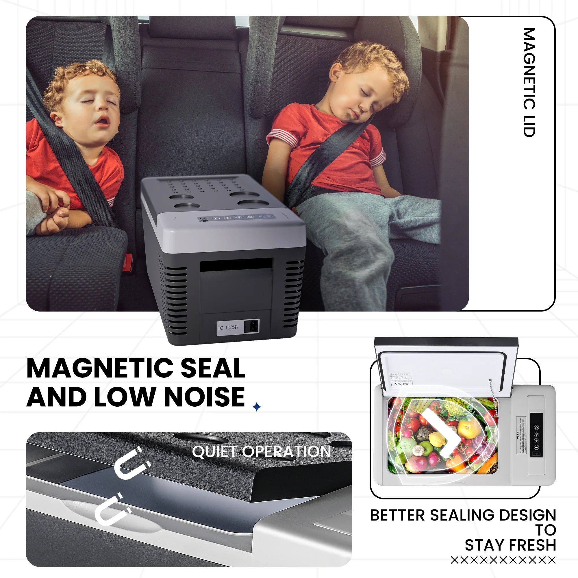 Simzlife 12 Volt 19QT(18L) Portable Car Refrigerator, -4℉~50℉, 12/24V DC & 110-240V AC, Mini Fridge for RV Camping, Travel, Truck, Home, Black