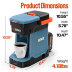 SENIX Single Serve Coffee Maker, Plug-in & Battery Coffee Machine, 8oz, Compatible with K-Cup, Grounds, Pods for Travel, Camping, Outdoor, Home, Job Sites �� Includes Battery & Charger