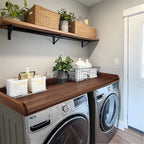 Kaboon Washer Dryer Countertop with Edge Rails, 27.5" x 54", Light Walnut