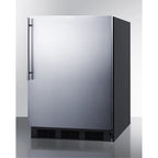 ADA compliant all-refrigerator for built-in general purpose use, auto defrost w/stainless steel wrapped door, thin handle, and black cabinet