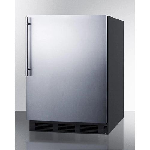 ADA compliant all-refrigerator for built-in general purpose use, auto defrost w/stainless steel wrapped door, thin handle, and black cabinet
