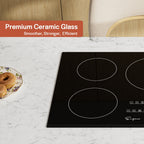 Empava 30 inch Electric Stove Induction Cooktop with 4 Boost Burners Smooth Surface Vitro Ceramic Glass in Black