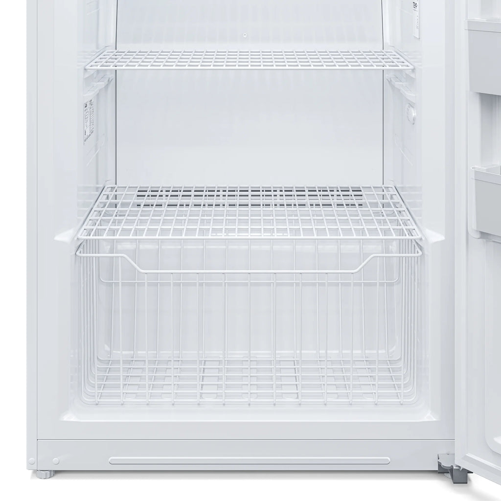Upright Freezer/Refrigerator Convertible, 2-in-1 Appliance, Home, Dorm, and Garage Ready Fridge/Freezer Storage for Fresh or Frozen Food and Drinks, Wire Shelves and Drawer White (RUF-17C)