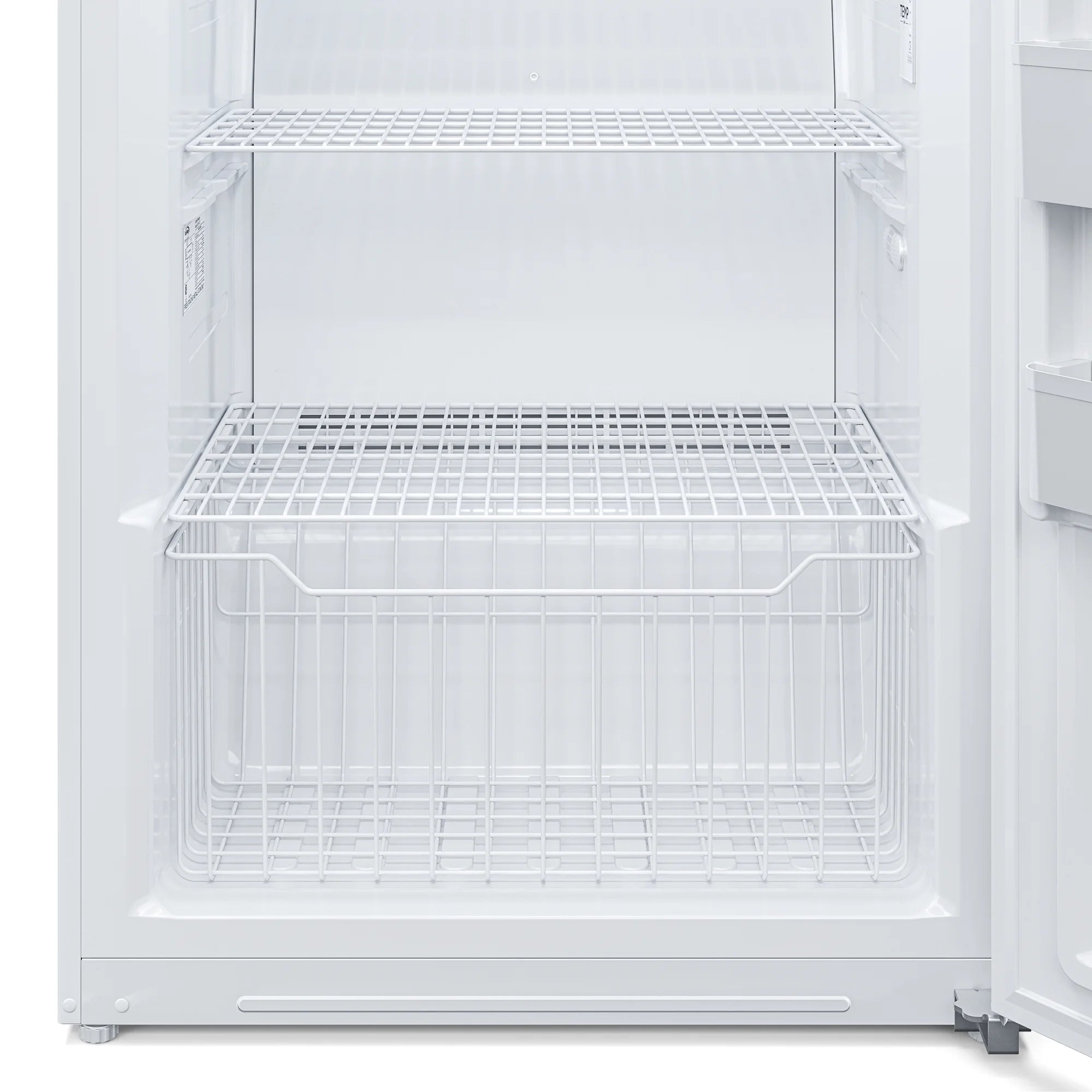 Upright Freezer/Refrigerator Convertible, 2-in-1 Appliance, Home, Dorm, and Garage Ready Fridge/Freezer Storage for Fresh or Frozen Food and Drinks, Wire Shelves and Drawer White (RUF-17C)