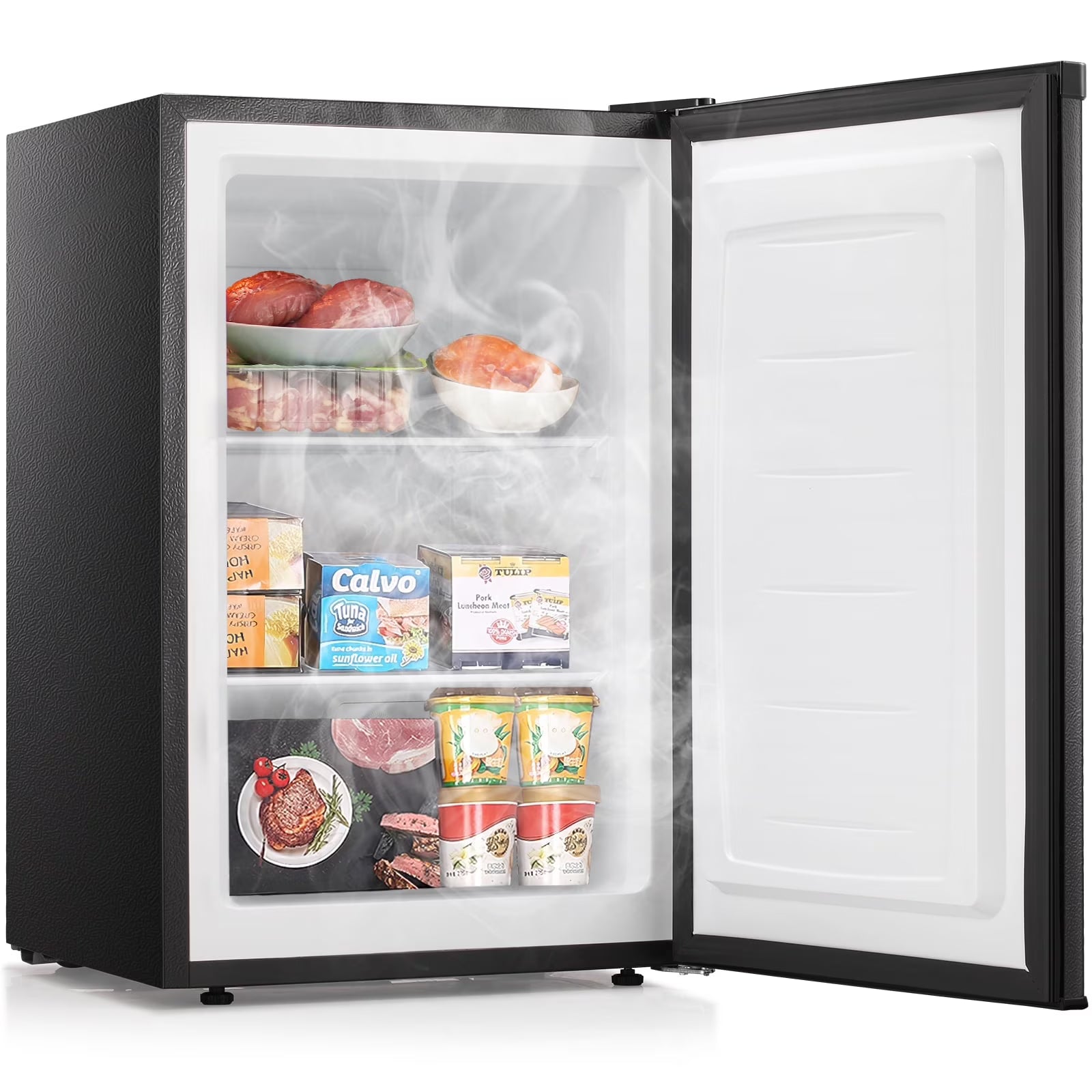 LHRIVER 7.0 cu. ft. Chest Deep Freezer with Adjustable Temperature, Free Standing Top Open Door Compact Freezer with 3 Removable Basket for Kitchen, Home, Bar, Garage, Office
