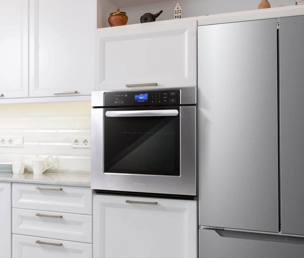 Cosmo 5 Piece Kitchen Appliance Package With 30" Electric Cooktop 30" Single Electric Wall Oven 30" Over-the-range Microwave French Door Refrigerator & 24" Built-in Fully Integrated Dishwasher