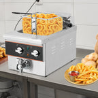 Aoile 6.3 Qt Commercial Electric Deep Fryer with Basket, Timer & Drain, Countertop Oil Fryer in Stainless Steel