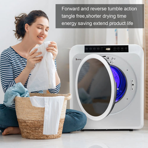 BAYUELSWU 3.5 Cu.Ft Portable Clothes Dryer, 1300W Clothes Dryer with Stainless Steel Tub, Front Load Tumble Laundry Dryer with LCD Touch Panel, 110V Portable Dryer for Laundry, Apartments, Dorms