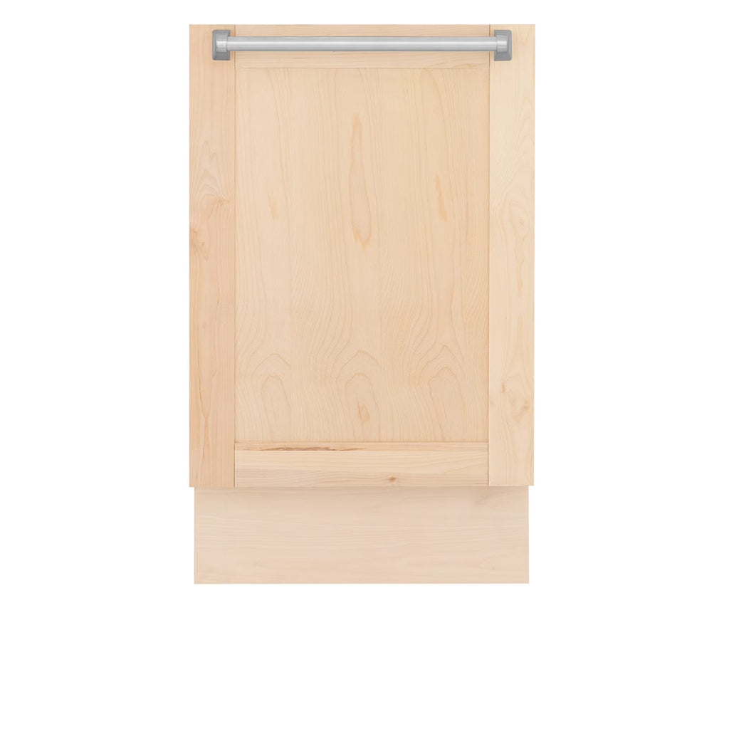 ZLINE 18" Tallac Series 3rd Rack Top Control Built-In Dishwasher in Unfinished Wood and Traditonal Handle, 51dBa