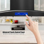 Island Mount Range Hood 36 inch Kitchen 3-Speed Extractor Fan Mesh filter Tempered Glass