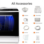 AIRMSEN Countertop Dishwasher with Salt Chamber, Portable Mini Dishwasher with 5L Built-in Water Tank, 18H Delay Start & ECO Mode, Ideal for Apartments & RVs, TDQR09