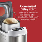 Hamilton Beach 2 lb Bread Maker Machine, Artisan Dough Bread Maker with 14 Settings, Black & Stainless Steel