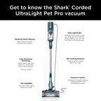 Restored Shark UltraLight Pet Pro Corded Stick Vacuum with PowerFins HairPro Odor Neutralizer Technology, Multisurface, HZ700 (Refurbished)