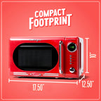 Nostalgia Retro Compact Countertop Microwave Oven - 0.7 Cu. Ft. - 700-Watts with LED Digital Display - Child Lock - Easy Clean Interior - Orange