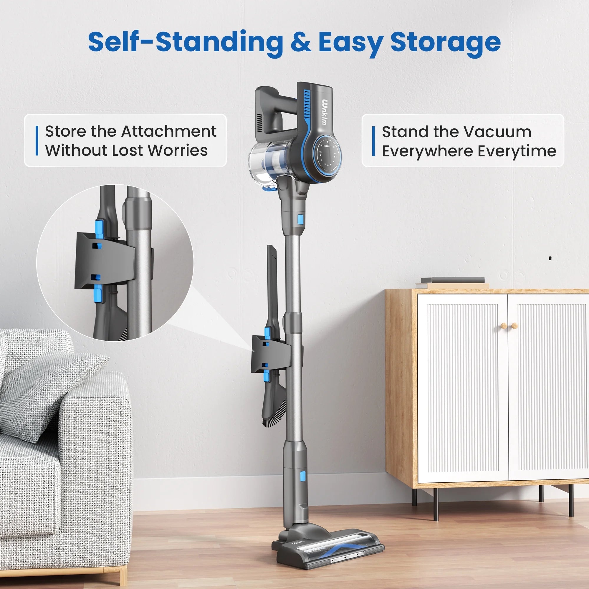 Wnkim Cordless Stick Vacuum Cleaner, 25Kpa, HEPA Wet/Dry Vacuum Cleaner for Hardwood Pet Hair  Carpet