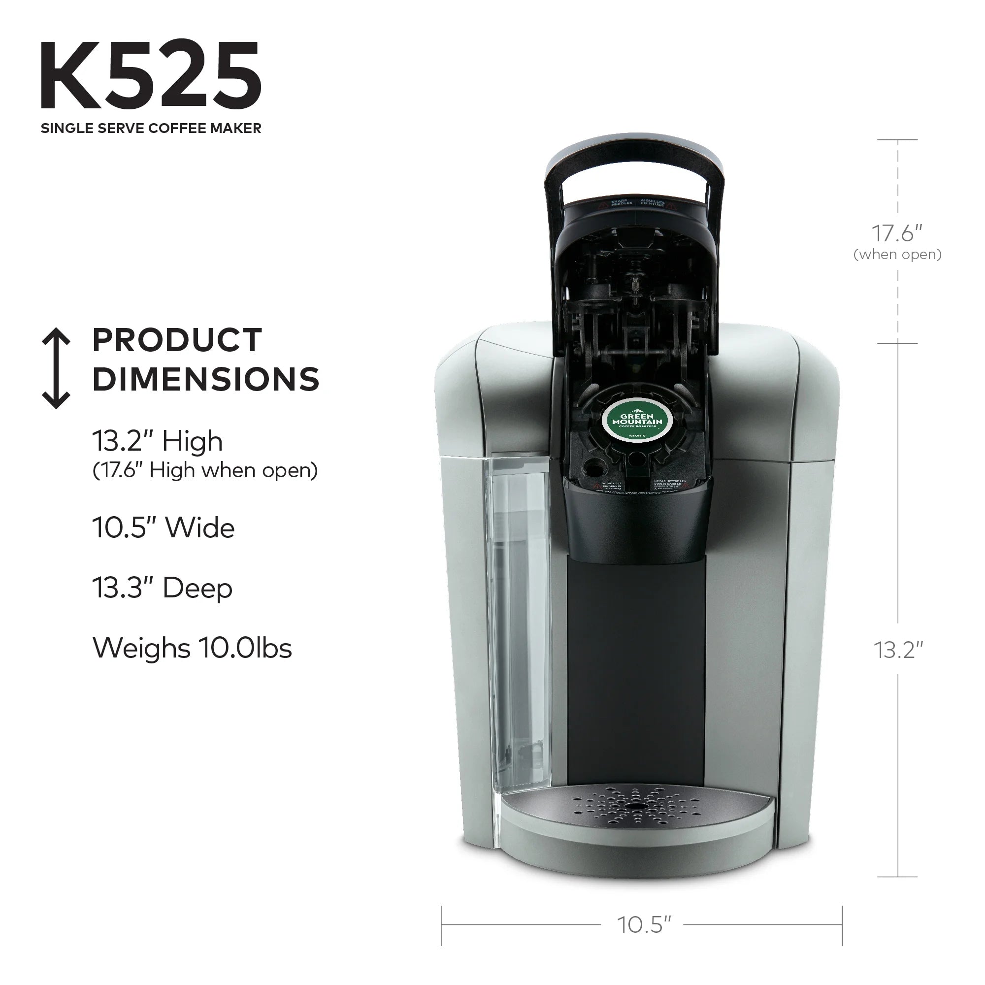 Keurig K525 Single Serve Coffee Brewer, Slate