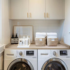 Kaboon Melamine Washer Dryer Countertop with Edge Rails �C Laundry Room Organization