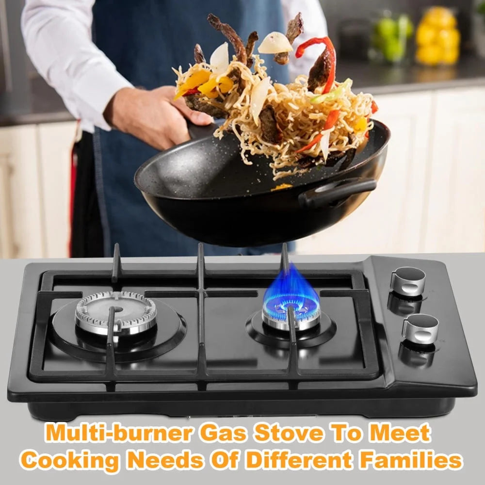 24 Inch Propane Stove Indoor, 4 Built in Thermocouple Protection Propane Cooktop with Powerful Built-in Burners, Multi-Function Tabletop Stove for Kitchen Cooking