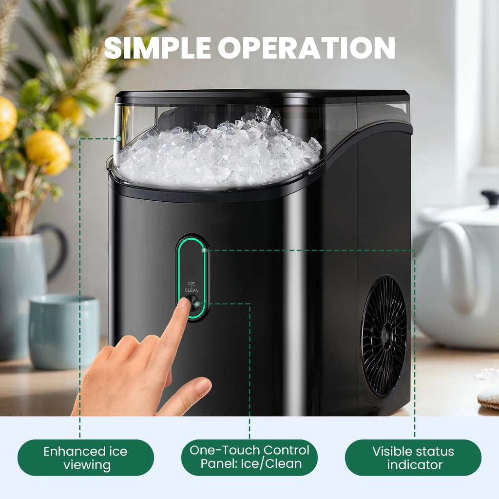 Philergo Nugget Ice Maker Countertop, Pebble Ice Maker with Soft Chewable Ice, 35 lbs/24 Hrs for Home, Kitchen, RV, Camping, Silver