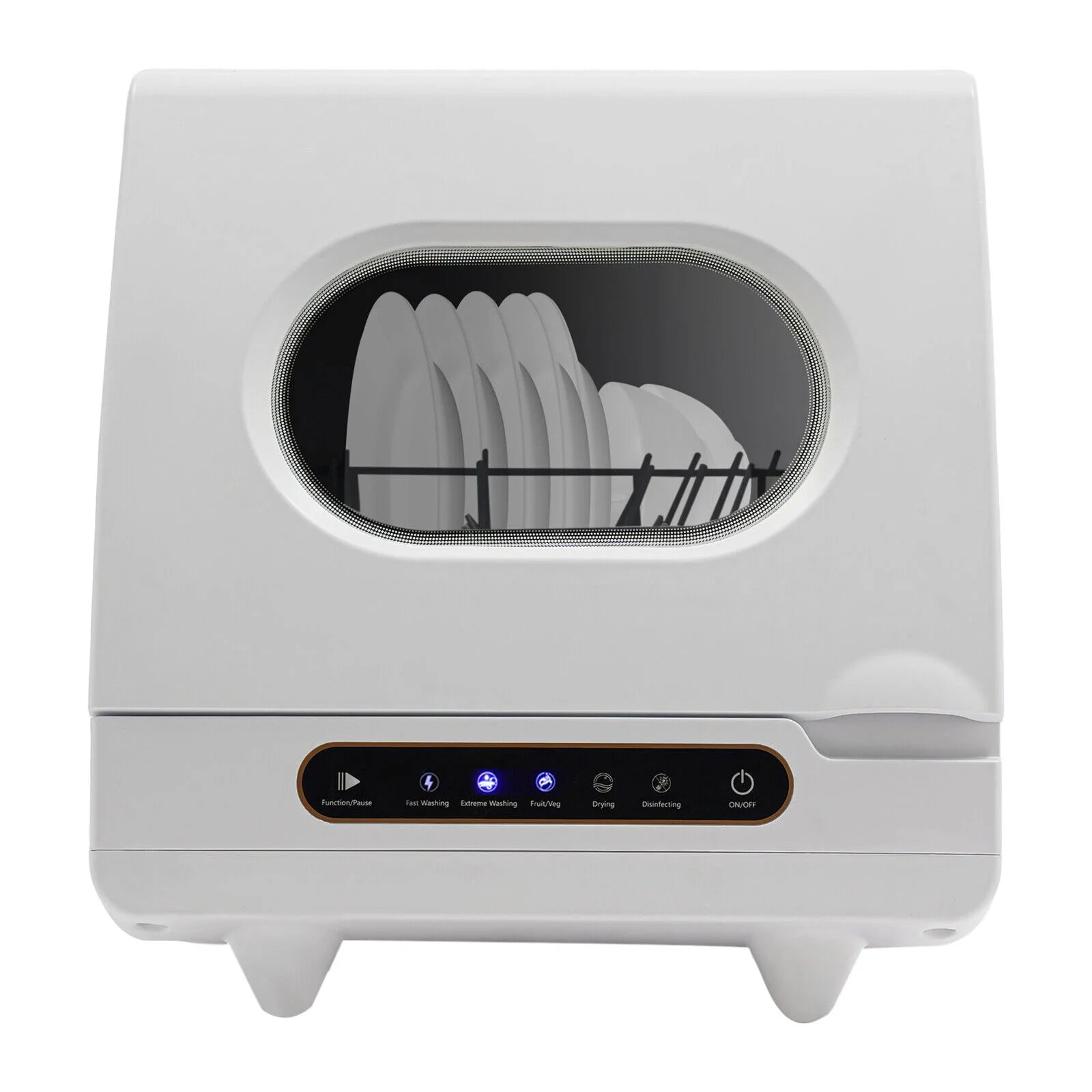 Portable White Countertop Dishwasher Compact Dishwasher 5 Washing Programs 1200W