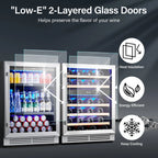 Yeego 30" Wine and Beverage Refrigerator,Two 15" Wine and Beverage Cooler Under Counter or Freestanding, Hold 33 Bottles and 80 Cans(Two Pack)