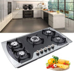 ANQIDI LPG/NG Gas Cooktop 5 Burners Gas Hobs Built-in Automatic Pulse Ignition Gas Stove Kitchen Cooker (35.4")