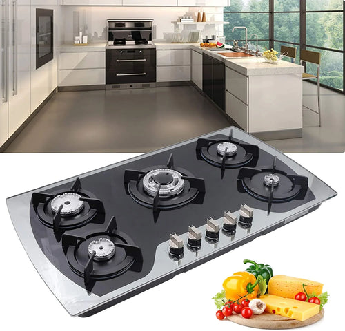 ANQIDI LPG/NG Gas Cooktop 5 Burners Gas Hobs Built-in Automatic Pulse Ignition Gas Stove Kitchen Cooker (35.4")