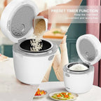Mishcdea Small Rice Cooker 3 Cup Uncooked Mini Rice Cooker Ceramic Non-Stick Cooker Suitable for 1-2 People, Multi-Menu with Smart Touch Screen, Timer and Warmer for Quinoa, Oats and Grains