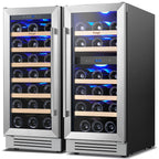 Yeego 30" Wine and Beverage Refrigerator,Two 15" Wine and Beverage Cooler Under Counter or Freestanding, Hold 33 Bottles and 80 Cans(Two Pack)
