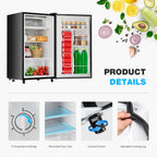 CONCETTA Mini Fridge With Freezer 3.2 Cu.Ft Single Door Adjustable Thermostat, Low Noise, For Bedroom, Office, Dorm, Black