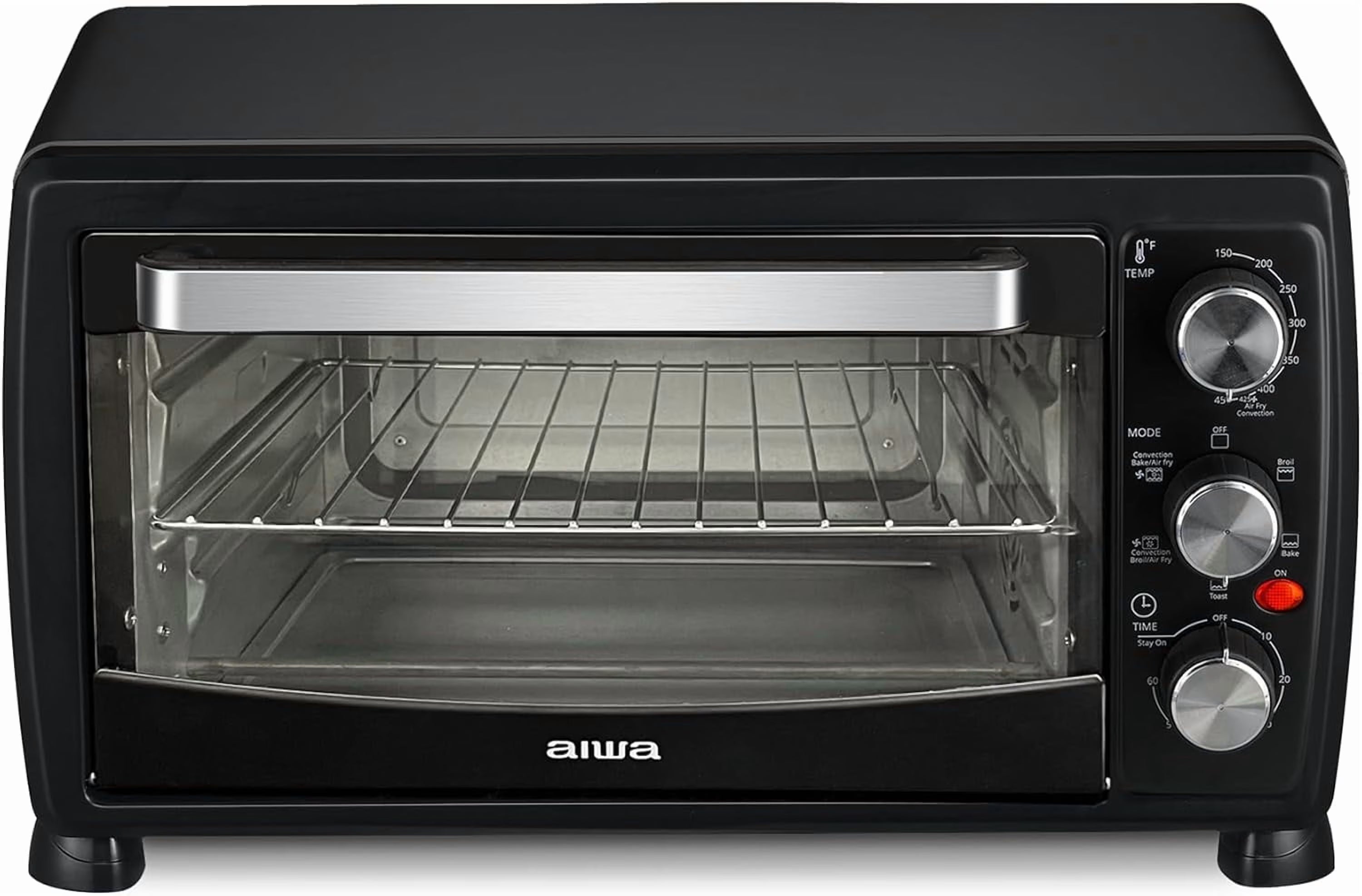 Aiwa Convection Toaster Oven, Countertop Oven with Bake, Toast, & Broil Functions, 1400W, Black