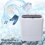 Compact Portable Washing Machine,Mini Compact Twin Tub with Built-in Drain Pump Washer 14.3Lbs Semi-automatic Spinner