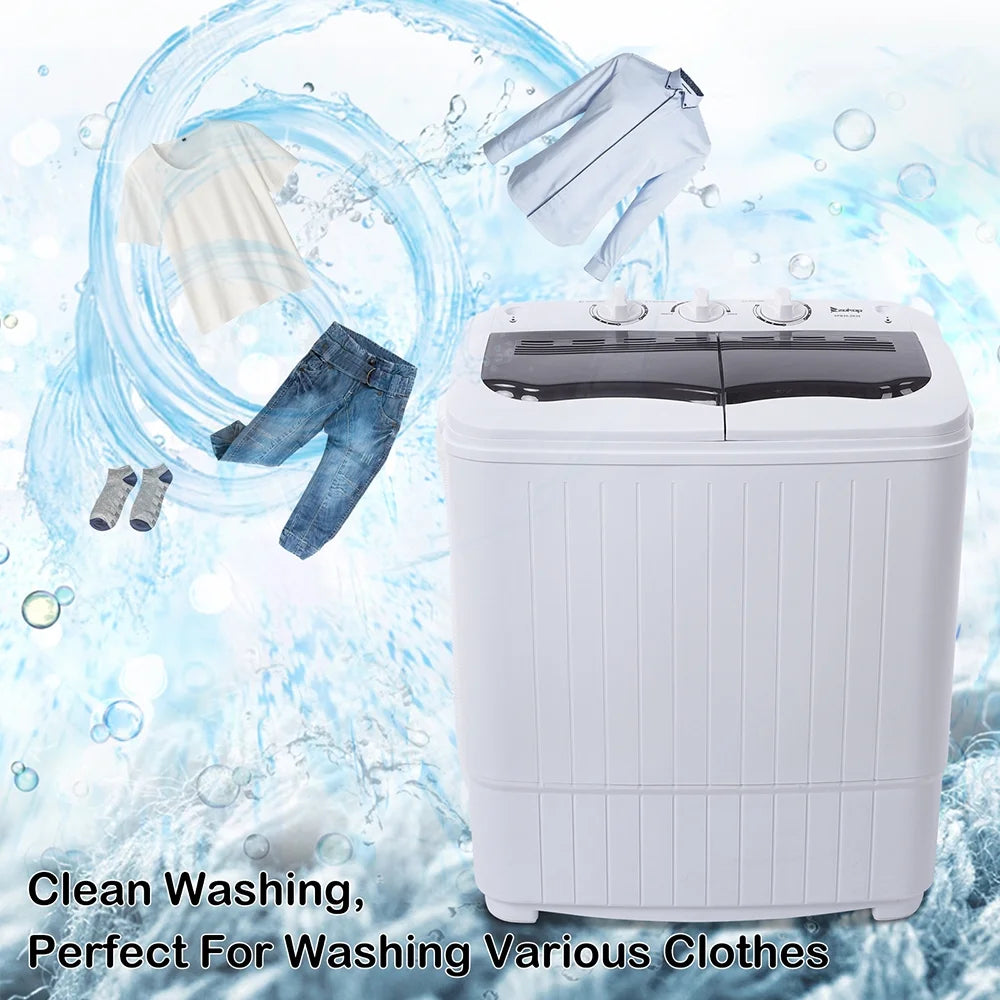 Compact Twin Tub with Built-in Drain Pump XPB35-188S 14.3(7.7 6.6)lbs Semi-automatic Gray Cover Washing Machine