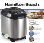 Hamilton Beach 2 lb Bread Maker Machine, Artisan Dough Bread Maker with 14 Settings, Black & Stainless Steel