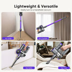 YOMA Cordless Vacuum Cleaner, 6-in-1 Rechargeable Stick Vacuum, 60mins Max Runtime, Lightweight 2200mAh Battery Powerful Vacuum Cleaner for Home Hard Floor Pet Hair-N12