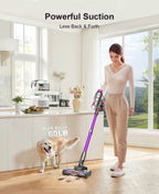 Hosaud Cordless Vacuum Cleaner - 45000pa 550W 55mins 2600mAh Lightweight Stick Vacuum Cleaners for Home Pet Hair Carpet Floor Purple