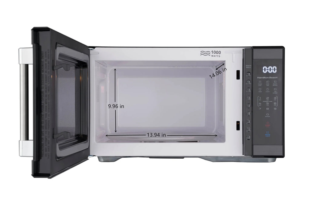 Hamilton Beach 1.1 Cu. Ft. Microwave Oven, Countertop, Black and Stainless Steel