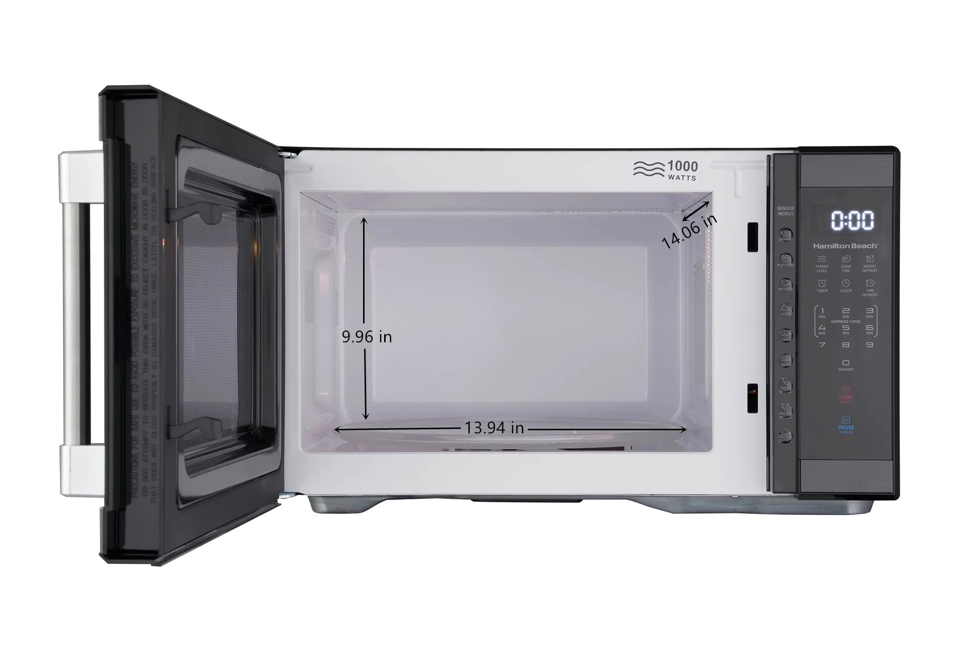Hamilton Beach 1.1 Cu. Ft. Microwave Oven, Countertop, Black and Stainless Steel