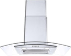 Range Hood 30 Inch, Tieasy Wall Mount Kitchen Hood with Ducted / Ductless Convertible Duct, Stainless Steel Chimney and Aluminum Filters, LED Lights, 3 Speed Fan, Push Button