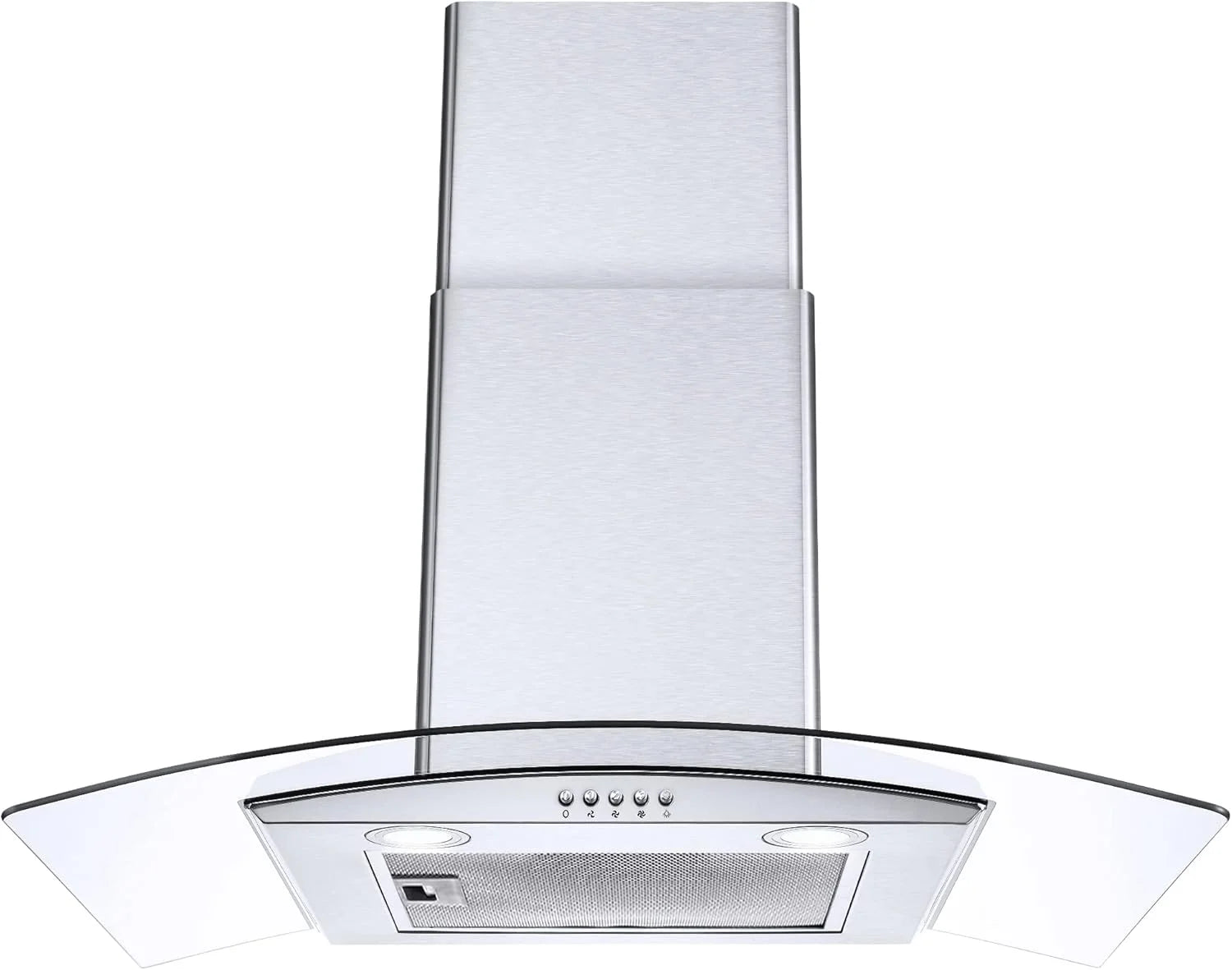Range Hood 30 Inch, Tieasy Wall Mount Kitchen Hood with Ducted / Ductless Convertible Duct, Stainless Steel Chimney and Aluminum Filters, LED Lights, 3 Speed Fan, Push Button