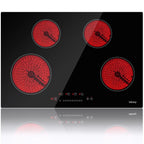30 inch Electric Cooktop,4 Burner,Built-in,Ceramic Glass Stove Top,Touch Control