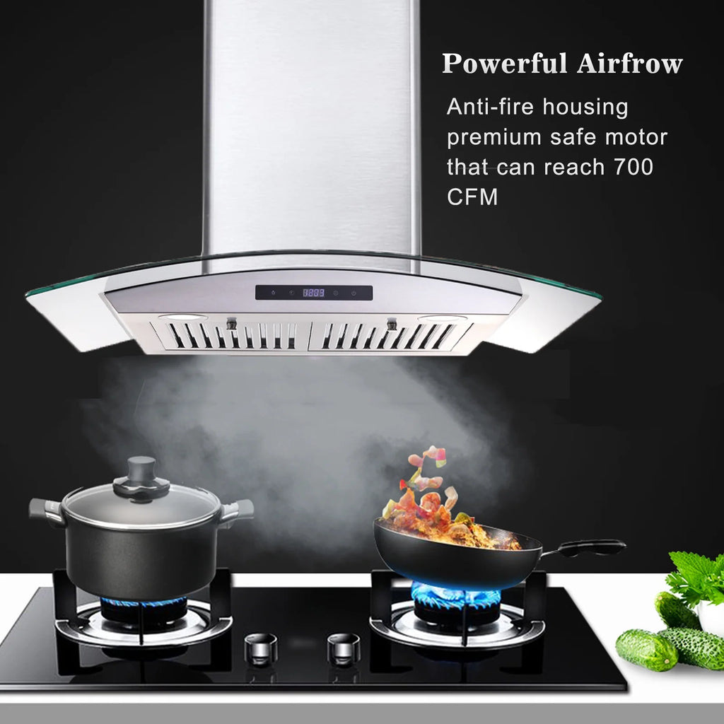 30 in. Ducted Wall Mount Range Hood Kitchen Hood Stainless Steel with Touch Control LED Light